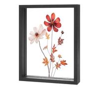 M METERXITY Wooden Pressed Flower Frame, 6 x 8 Inch Double Acrylic Floating Picture Frame for Dried Flowers/Tabletop/DIY/Handicrafts [Black]