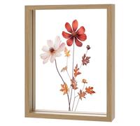 M METERXITY Wooden Pressed Flower Frame, 6 x 8 Inch Double Acrylic Floating Picture Frame for Dried Flowers/Tabletop/DIY/Handicrafts [Wood Color]