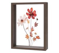 M METERXITY Wooden Pressed Flower Frame, 6 x 8 Inch Double Acrylic Floating Picture Frame for Dried Flowers/Tabletop/DIY/Handicrafts [Walnut Color]