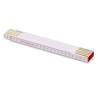 M METRIE Wood Folding Ruler, 2 m, Duplex Division, White, CE, Accuracy Class III (3), Made in the EU