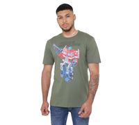 (M, Military Green) Transformers Mens Old School Optimus Prime T-Shirt