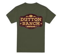 (M, Military Green) Yellowstone Mens Dutton Ranch Distressed T-Shirt