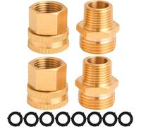 M MINGLE Garden Hose Adapter, 3/4 Inch GHT to 1/2 Inch NPT, Double Male and Female Brass Connector, with Extra 8 Washers