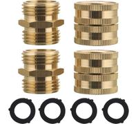 M MINGLE Garden Hose Adapter, Male to Male, Female to Female, 3/4’’ Brass Connector, 4-Pack with Extra 4 Washers
