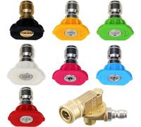 M MINGLE Pressure Washer Accessories Kit, 7 Power Washer Spray Nozzle Tips, Quick Connecting Pivoting Coupler, 1/4 inch, 4500 PSI, 8-Pack