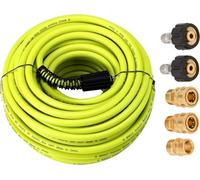 M MINGLE Pressure Washer Hose 100 FT x 1/4'' - Replacement Power Wash Hose with Quick Connect Kits - High Pressure Hose with M22 14mm Fittings - 3600PSI, Green