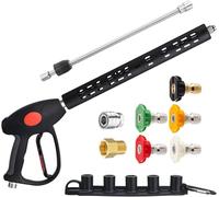 M MINGLE Replacement Pressure Washer Gun with Extension Wand, M22 15mm or M22 14mm Fitting, 5 Nozzle Tips, 40 Inch, 4000 PSI