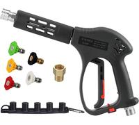 M MINGLE Short High Pressure Washer Gun, 5000 PSI, Replacement for Hot and Cold Water, M22 Fitting, 5 Nozzle Tips