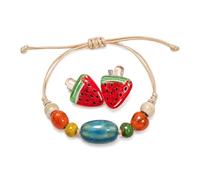M Miss Misy Apple Ceramic Bracelet for Women Men Adjustable Rope String Bracelets Handmade Woven Cord Bracelets with clips, M, Ceramic