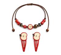 M Miss Misy Apple Ceramic Bracelet for Women Men Adjustable Rope String Bracelets Handmade Woven Cord Bracelets with clips, M, Ceramic