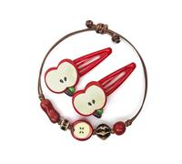 M Miss Misy Apple Ceramic Bracelet for Women Men Adjustable Rope String Bracelets Handmade Woven Cord Bracelets with apple clips