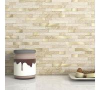 M MOFIT 3D Brick Marble Tile Sticker Self-Adhesive Wall Panels for Kitchen Bathroom Decor Peel and Stick Tile Waterproof(Beige,10sheets)