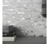 M MOFIT 3D Brick Marble Tile Sticker Self-Adhesive Wall Panels for Kitchen Bathroom Decor Peel and Stick Tile Waterproof(Cement Grey,10sheets)