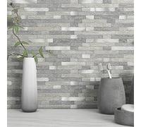 M MOFIT 3D Brick Marble Tile Sticker Self-Adhesive Wall Panels for Kitchen Bathroom Decor Peel and Stick Tile Waterproof(Gray,10sheets)