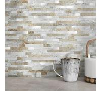 M MOFIT 3D Brick Marble Tile Sticker Self-Adhesive Wall Panels for Kitchen Bathroom Decor Peel and Stick Tile Waterproof(Castle Brown,10sheets)
