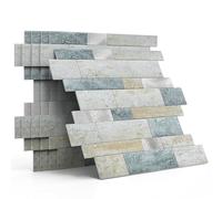 M MOFIT 3D Brick Self Adhesive Wall Tiles,Marble Tile Stickers for Bathroom Waterproof Matte Stick on Tiles Kitchen Peel and Stick Heat Resistant(10sheets,Blue Green Gray)