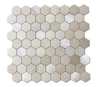M MOFIT Hexagon Self Adhesive Wall Tiles 3D Mosaic Stick on Splashback for Kitchen Bathroom Waterproof(Champagne,5PCS)