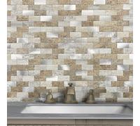 M MOFIT Self Adhesive Wall Tiles Kitchen Brick Mosaic Stick on Tiles Peel and Stick Tile Stickers Matte(10pcs,Castle Brown)