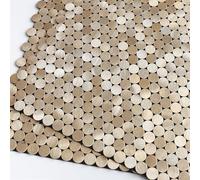 M MOFIT Small Penny Round Tiles Stickers Metal Self Adhesive Mosaic Wall, Stick-on Kitchen Splashback Bathroom Backsplash(10sheets,Champagne Gold)