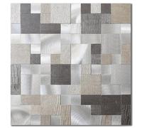 M MOFIT Square Tile Stickers for Kitchen,Matte Marble Stick on Tiles Bathroom Vanity Splashback Self Adhesive Mosaic Wall Tiles (10sheets,Gray Mix)