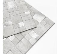M MOFIT Square Tile Stickers for Kitchen,Matte Marble Stick on Tiles Bathroom Vanity Splashback Self Adhesive Mosaic Wall Tiles (10sheets,Cement Grey)