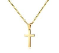 M MOOHAM Cross Necklace for Men - Stainless Steel Silver Gold Black Plain Cross Pendant Necklace Simple Jewelry Gifts, 16-24 Inches Chain, 20, Metal, No Gemstone