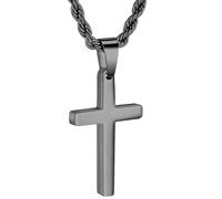 M MOOHAM Stainless Steel Cross Necklace for Men Boys Gold/Silver/Black Twisted Rope Chain Cross Pendant Necklace Christian Confirmation Baptism Cross Chain with 16-24 Inches Jewelry
