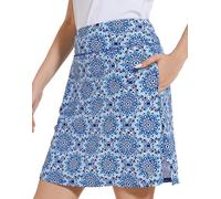 M MOTEEPI Skorts for Woman Golf Skirt Knee Length Tennis Athletic Skorts with Pockets, Blue Vector Flower, XL