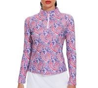 M MOTEEPI Womens Golf Shirt Long Sleeve Athletic Quarter Zip Pullover Sun Protection with Pocket, Pastel Violet-only Shirts, S