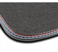 M MOTOS Velours Premium Driver's Mat 1-piece compatible with BMW Series 3 E46 1998-2007 - Premium, Leather, Red-blue Driver's side - Experience new driving comfort with a velour driver's mat to fit yo