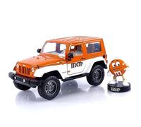 M&M's 1:24 2007 Jeep Wrangler Die-cast Car & 2.75" Orange Figure, Toys for Kids and Adults