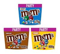 M&Ms Bulk Chocolate Bundle, Chocolate 800g, Peanut 800g, Crispy 675g, Perfect for Sharing
