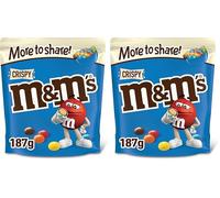M&M's Crispy Chocolate More to Share Pouch Bag 187g (Pack of 2)
