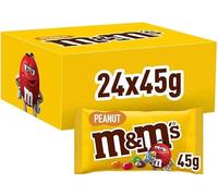 M&Ms Crunchy Peanut & Milk Chocolate Gifts Party Movie Night Snacks 45g (1 Box (24 x 45g), Peanut)
