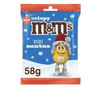 M&M'S Minis Crispy Milk Chocolate Santas Christmas Sharing Bag 55g | Milk Chocolate with Crispy Minis, Perfect for Stocking Stuffers, Festive Cake Toppers, Christmas Party Favor Bags & Candies