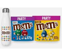 M&M's Peanut & Crispy Chocolate Variety Bundle With Bottle, 1.47kg, 3 Pack | Dual Texture Chocolate Crunch, Massive Sharing Volume, Vibrant Lifestyle Flask, Movie Night Essential, Vegetarian Candy