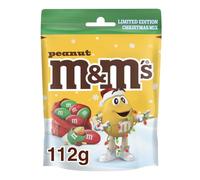 M&M'S Peanut Milk Chocolate Coloured Sweet Christmas Lentils, 112g | Red & Green Chocolate Lentils, Christmas Party Sweets, Perfect For Stocking Fillers, Christmas Eve Box, Snacks and Treats