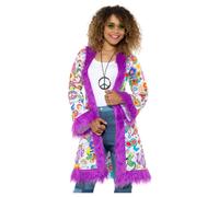 (M, Multicoloured) Smiffys Womens/Ladies 60s Groovy Hippie Coat
