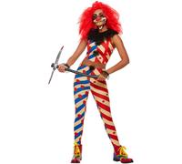 (M, Multicoloured) Smiffys Womens/Ladies Creepy Clown Costume Set