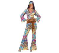 (M, Multicoloured) Smiffys Womens/Ladies Flower Power Hippy Costume
