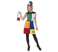 (M, Multicoloured) Smiffys Womens/Ladies Rubik's Cube Costume