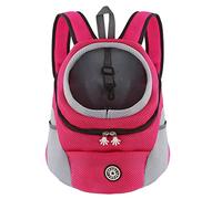 M MUNCASO Dog Carrier Backpack Small Pet Travel Bag Puppy Pet Front Pack with Breathable Head-Out Design and Waterproof Bottom Airline Approved for Outdoor Hiking Travel (L,Rose Red)