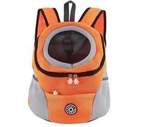 M MUNCASO Dog Carrier Backpack Small Pet Travel Bag Puppy Pet Front Pack with Breathable Head-Out Design and Waterproof Bottom Airline Approved for Outdoor Hiking Travel (L,Orange)