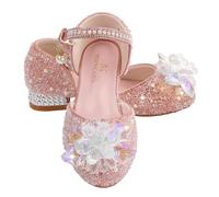 M MUNCASO Girls Princess Glitter Sandals & Mary Jane Shoes - Sweet Low Heels, Bright Diamond Cosplay Dance Shoes for Wedding & Party Occasions