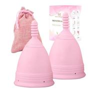 M MUNCASO Menstrual Cups, 2Pcs Reusable Period Cup Most Comfortable Period Cups for Women Super Soft and Flexible Best Sensitive Cup with Size Small and Large (Pink, L)
