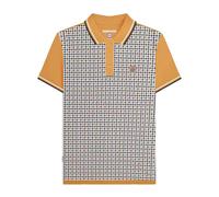 (M, Mustard) Lambretta Mens SS24 Houndstooth Polo Shirt