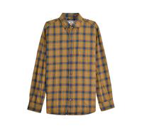 (M, Mustard/Navy) Lambretta Mens Checked Brushed Long-Sleeved Shirt