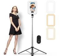 M MYBAT PRO 8" LED Selfie Light with Stand, Rectangular Light for Makeup/Live Stream, 54" Dimmable LED Light with Tripod, Phone Holder & Wireless Remote for Photography/YouTube/Video Recording