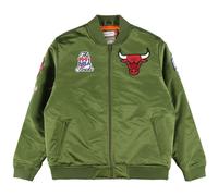M&N Satin Bomber Jacket - FLIGHT Chicago Bulls olive
