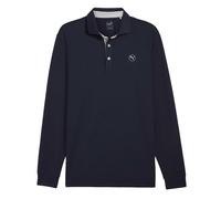 (M, Navy/Ash Grey) Puma Mens Cloudspun Midweight Long-Sleeved Polo Shirt